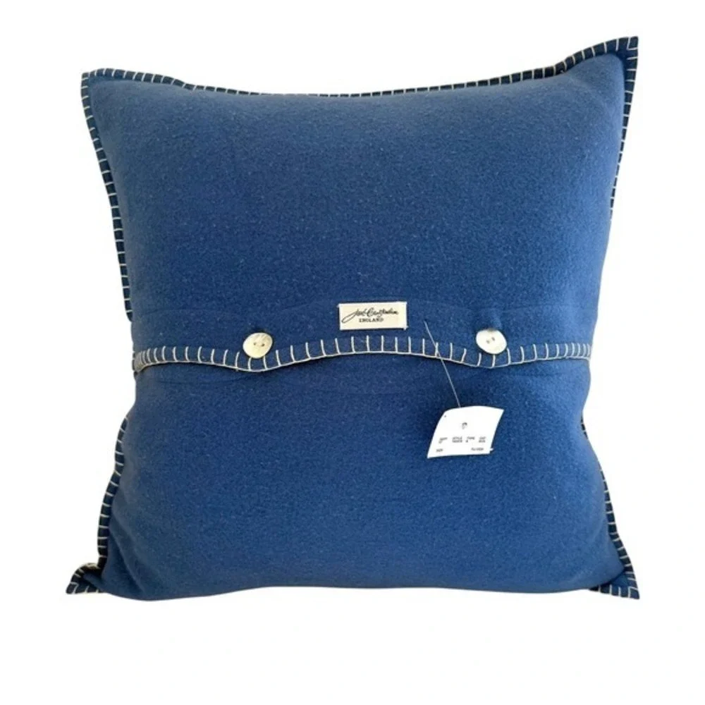 NWT Jan Constantine England Pillow Blue Felted Wool Embroidered Pagoda Trees